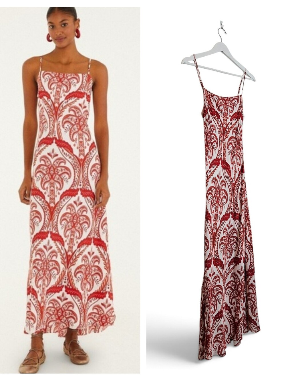 FARM Rio Maxi Dress S Tropical Cameo Slipdress Square Neck Vacation Resort Print